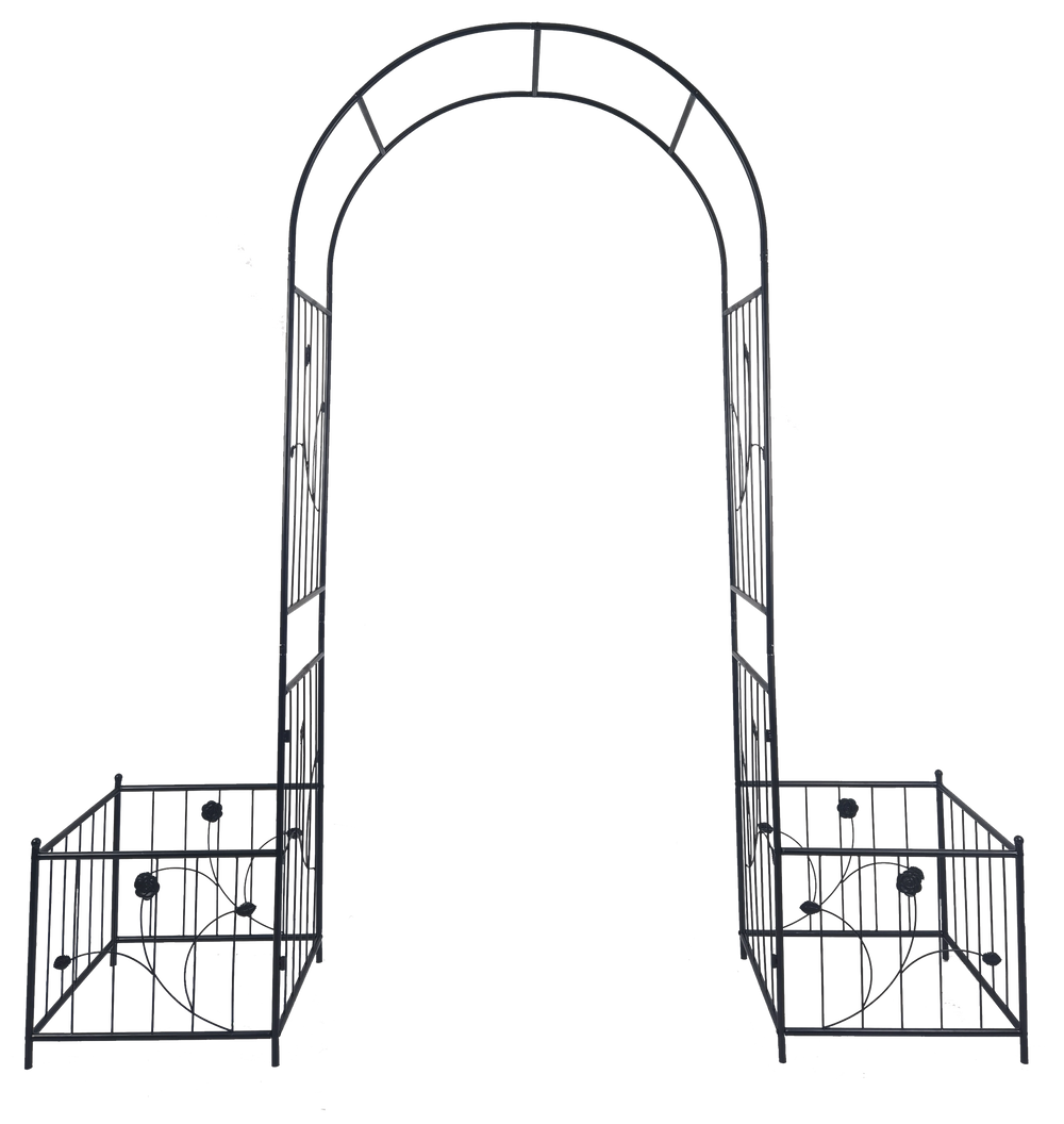 Elegant Climbing Garden Arch with Plant Stands