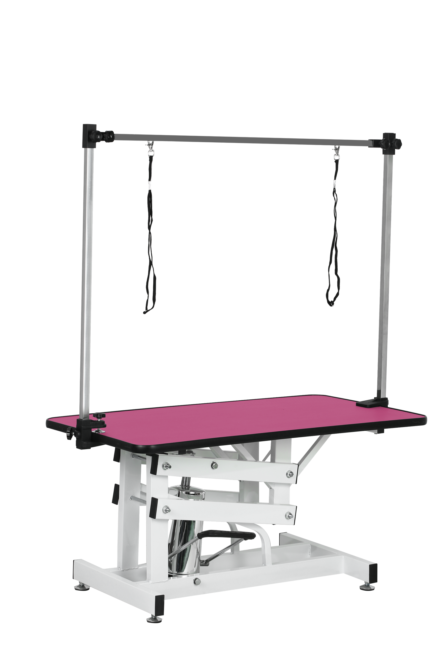 Pink Hydraulic Pet Grooming Table with H Arm