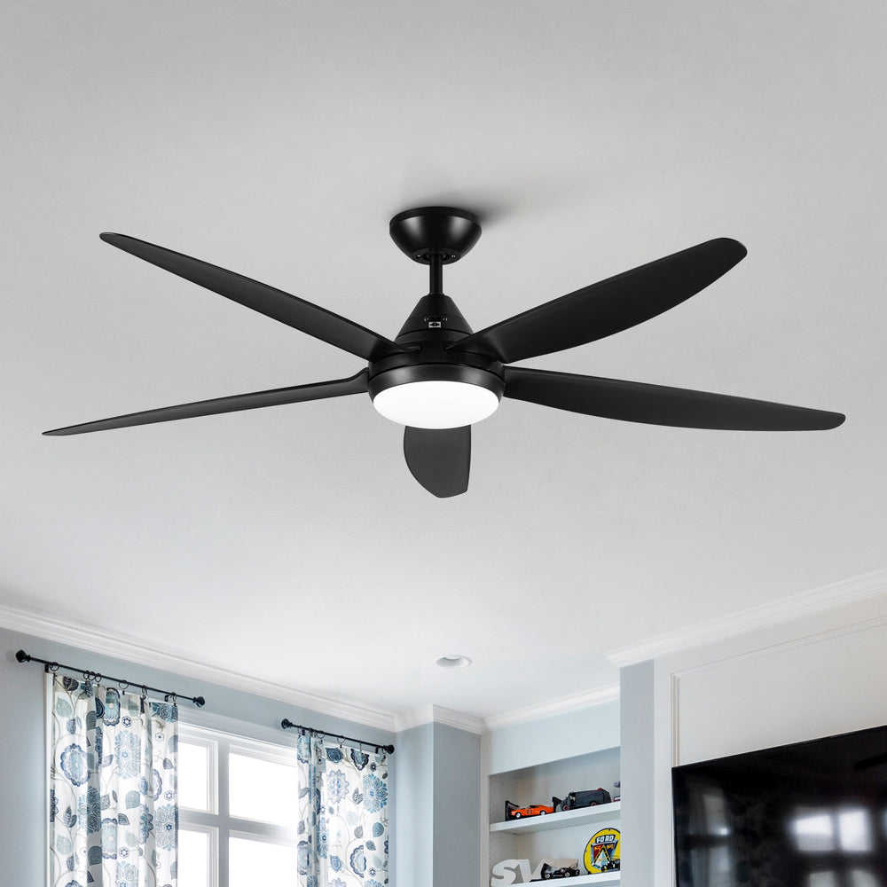 Sleek LED Ceiling Fan with Black Blades