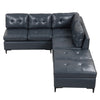 Cozy Blue L-Shaped Corner Sofa with Storage Ottomans