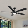 Smart Ceiling Fan with Sleek Matte Black Finish and Antique Brown Blades