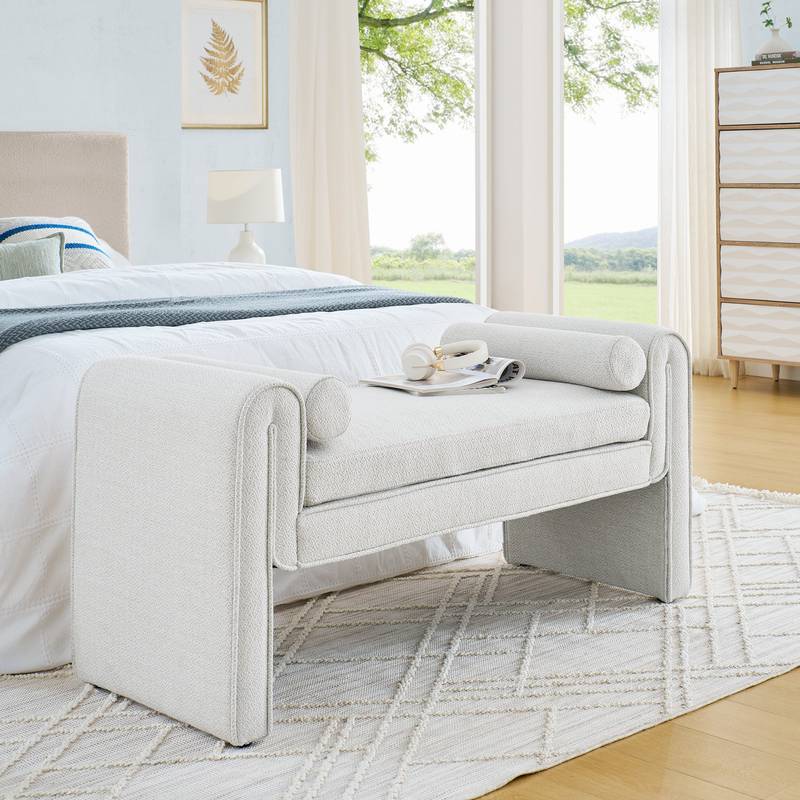 Cozy Linen Bedroom Stool - Versatile and Stylish in White
