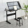 Versatile Hand-Crank Drafting Desk with Stool and Storage