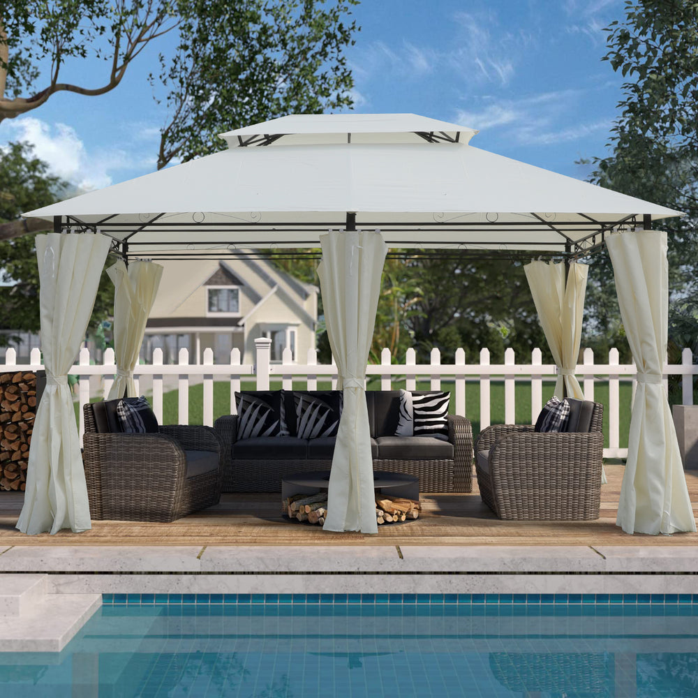 Cozy Outdoor Gazebo with Mosquito Net and Ventilated Roof