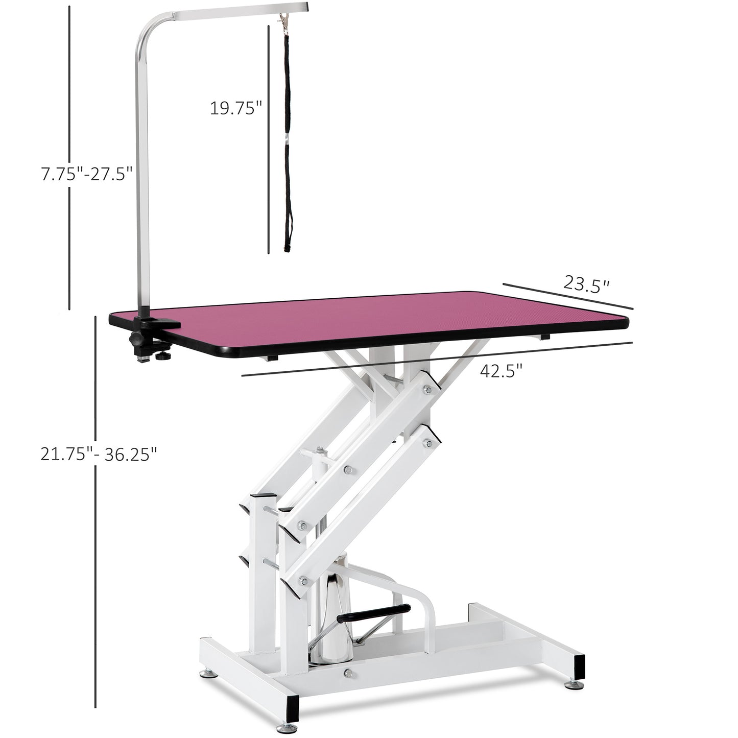 Pink Hydraulic Pet Grooming Table