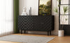 Sleek Black Sideboard with Stylish Curved Doors and Silver Handles