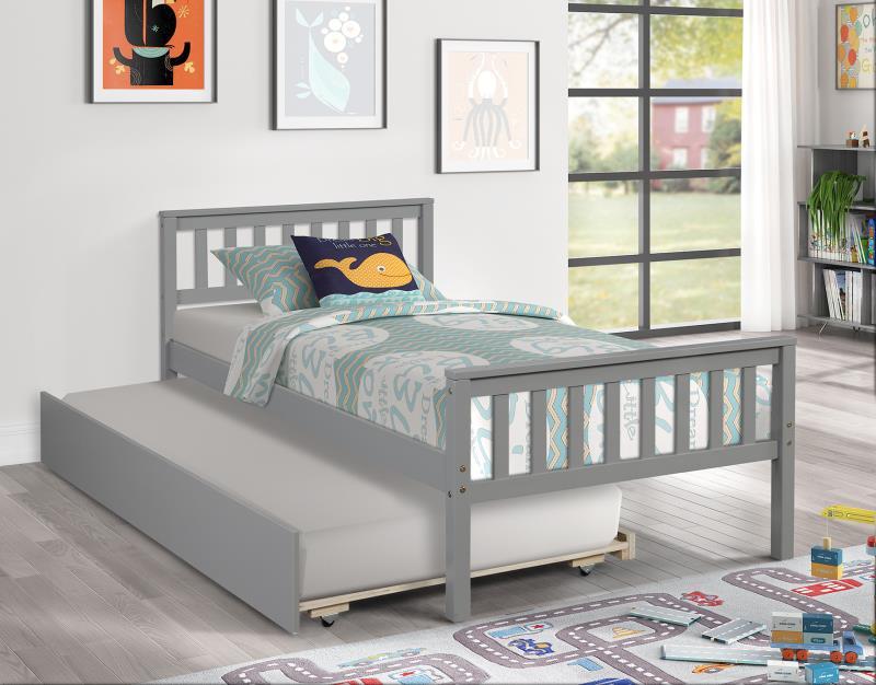 Cozy Grey Twin Bed with Trundle