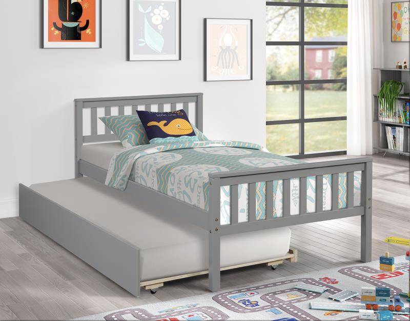 Cozy Grey Twin Bed with Trundle