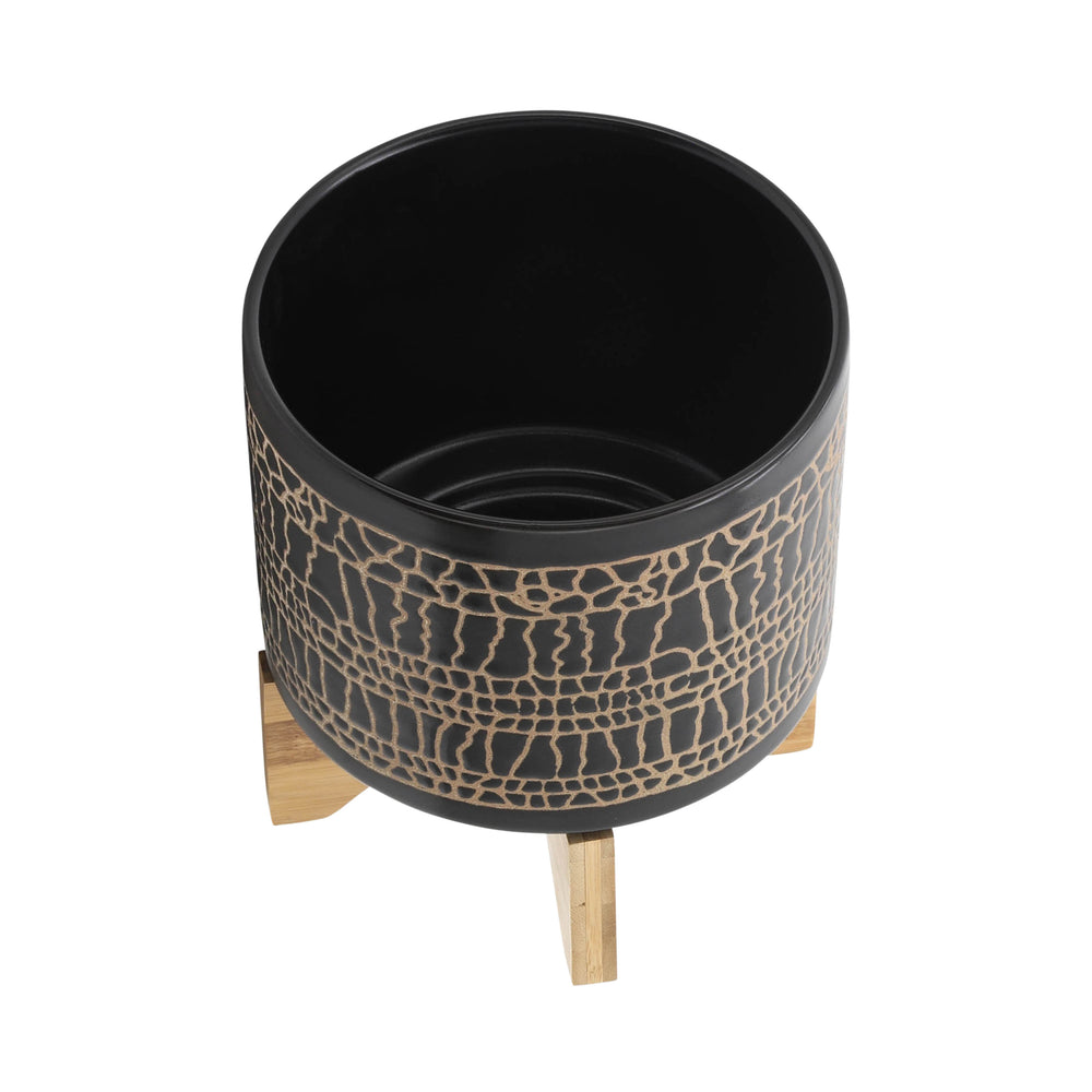 Stylish Black Planter with Stand