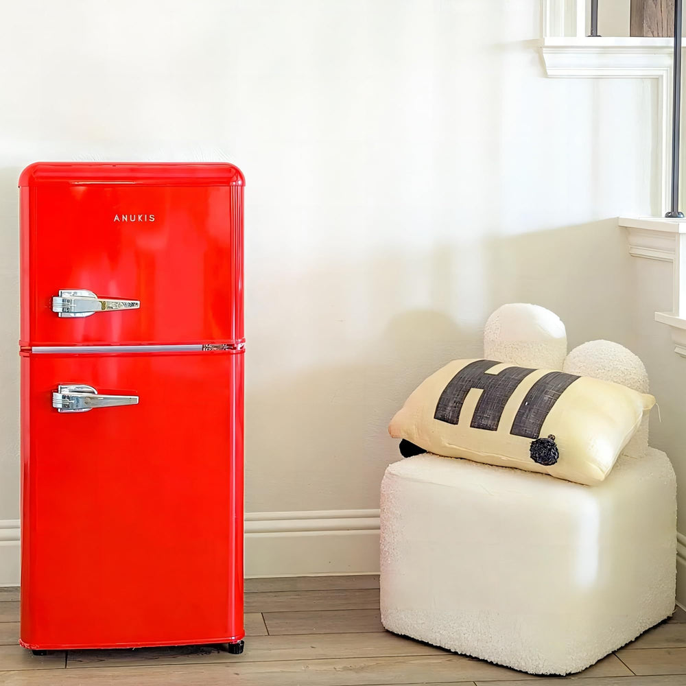 Chic Red Mini Fridge with Freezer – Perfect for Any Space!