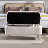 Chic Ivory Storage Ottoman with Gold Legs