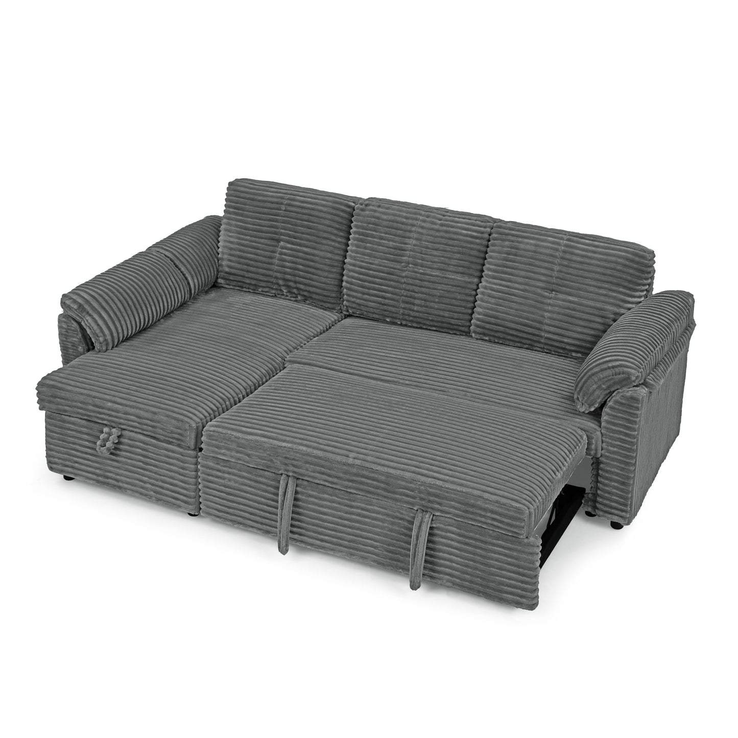 Cozy Convertible Corduroy Sectional Sofa with Storage and Recline