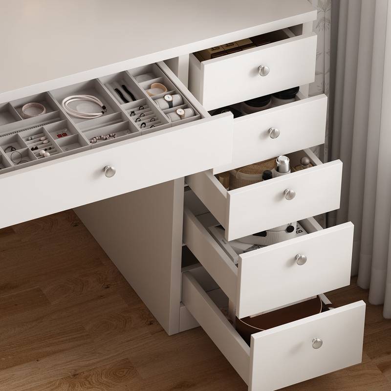 GlamGlow Vanity Desk with LED Mirror & Storage