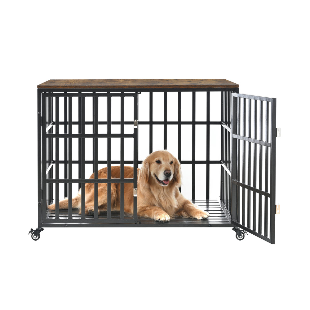 Stylish Heavy Duty Dog Crate with Wheels