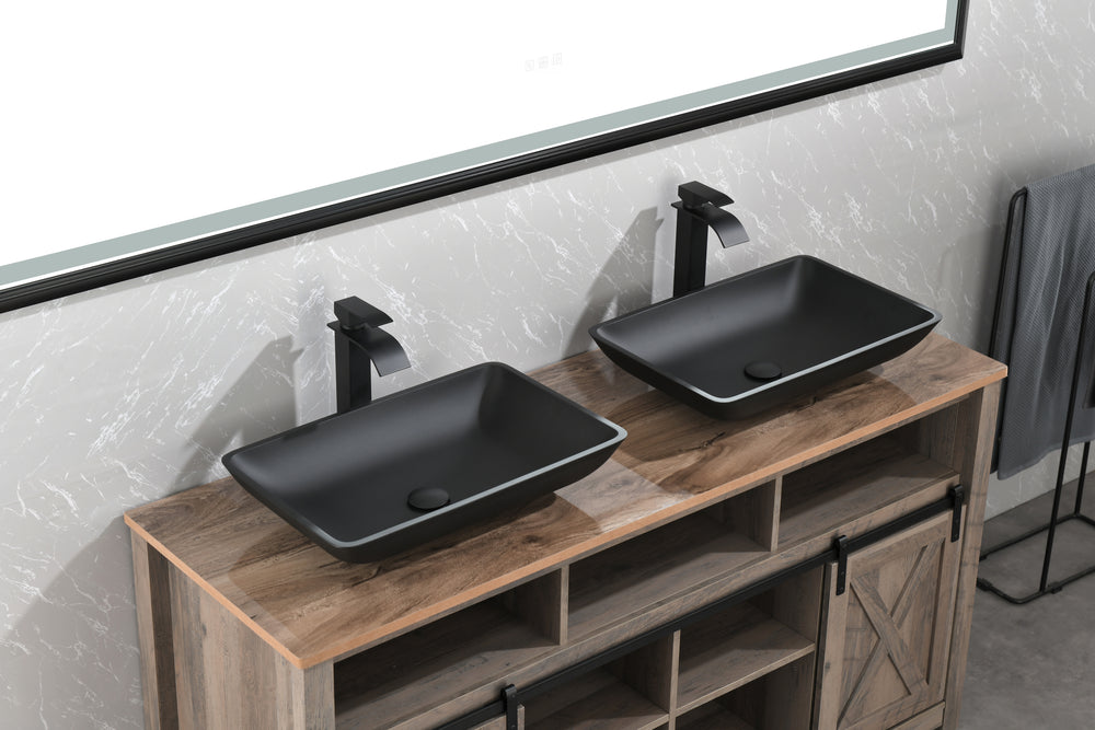 Sleek Black Vessel Sink Set