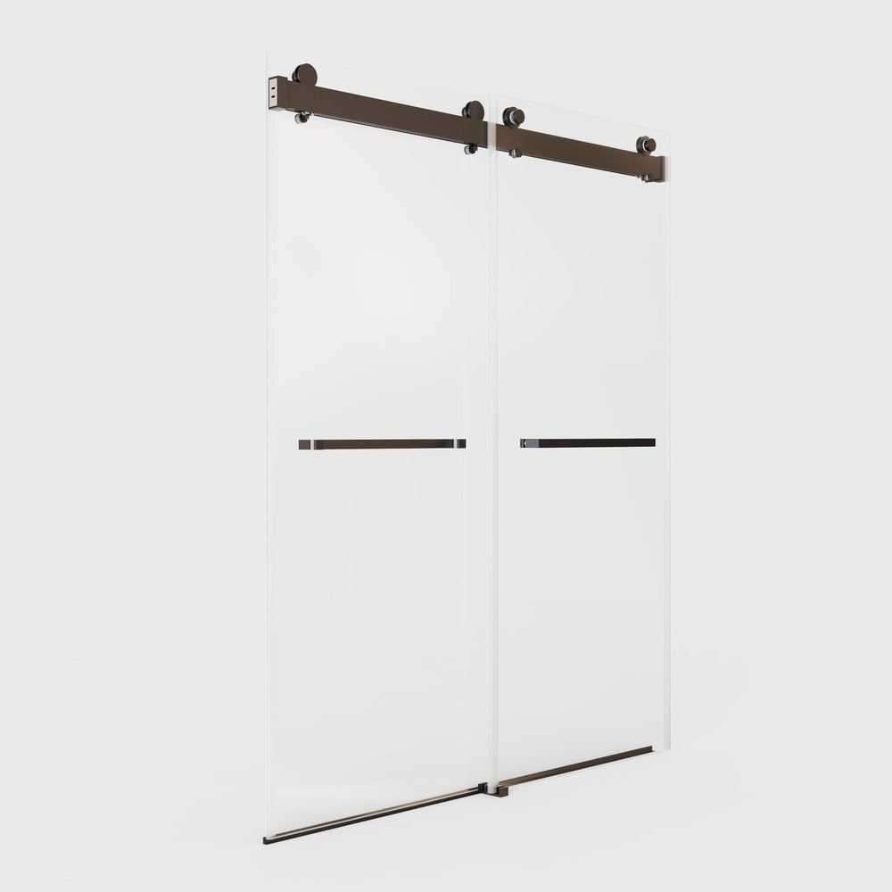 Matte Black Frameless Soft-Close Double Sliding Shower Door