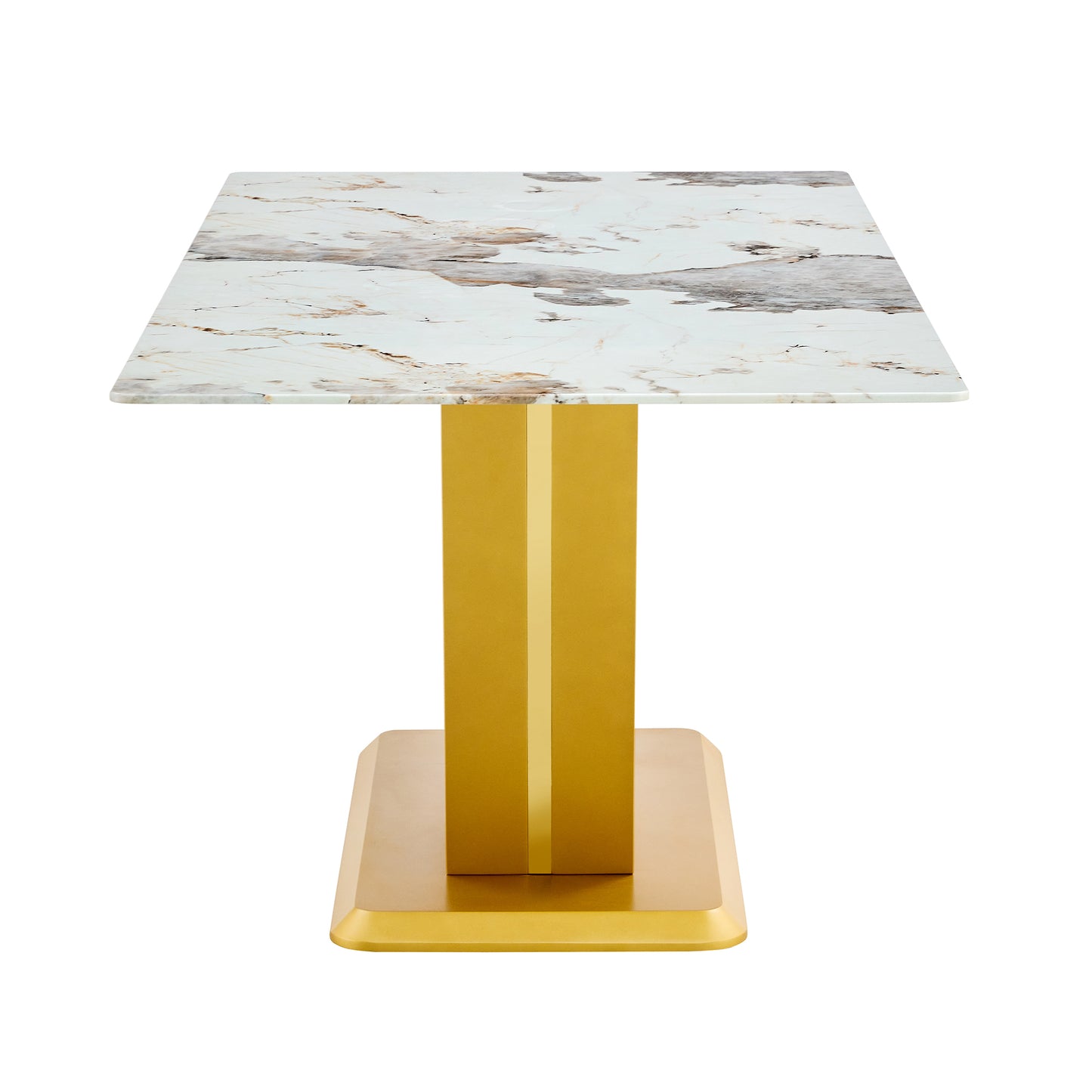 Chic Marble-Style Dining Table with Gold Legs