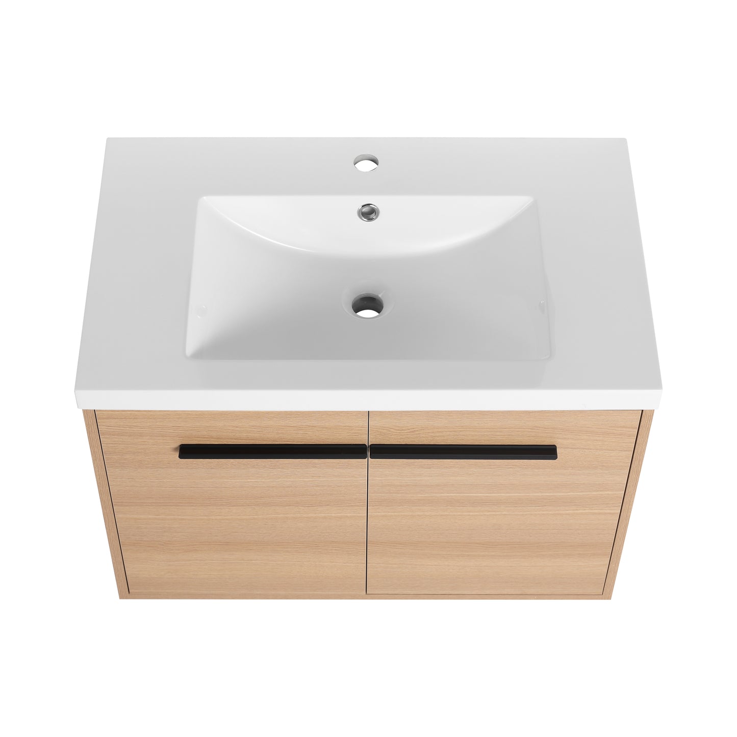 Chic Oak Vanity Set with Resin Sink