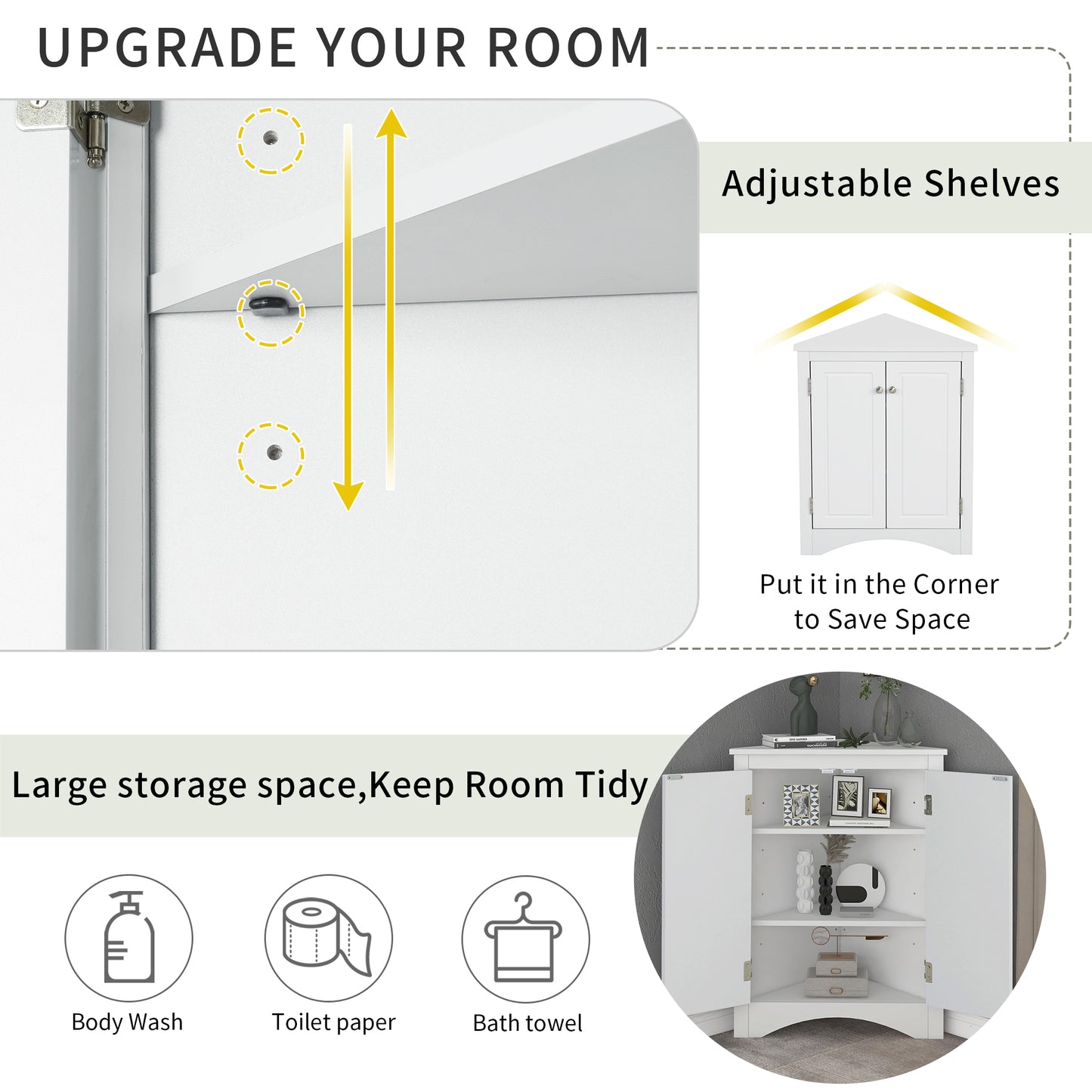 Triangle Storage Stand: Stylish & Adjustable Bathroom Cabinet