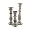 Charming White Mango Wood Candle Holders - Set of Three