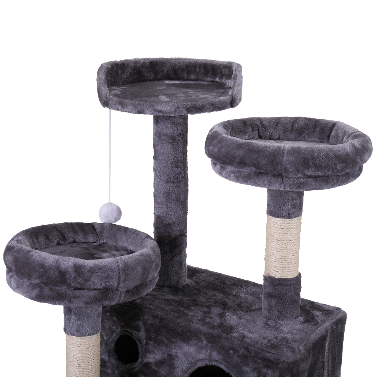 Cozy Cat Haven: Plush Tree with Scratching Ball & Ladders