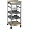 Versatile Grey Rolling Kitchen Cart with Drawer & Basket