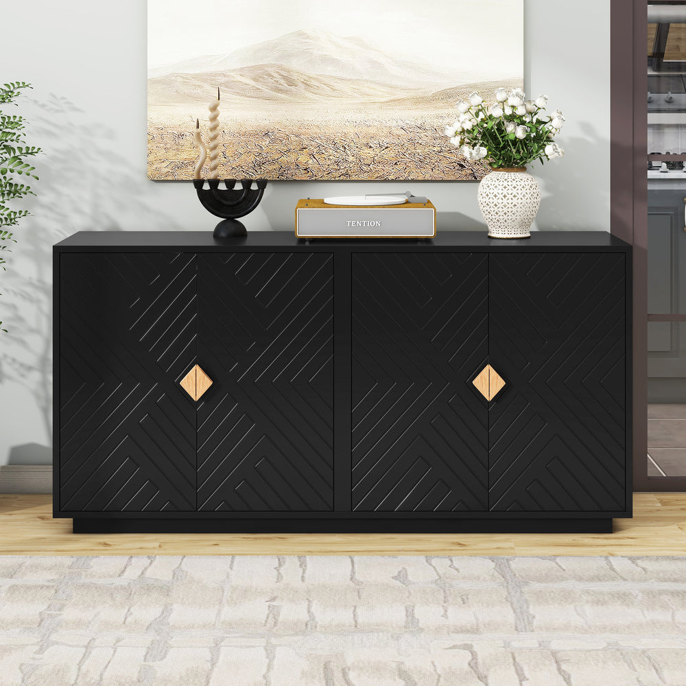 Sleek Storage Sideboard with Wooden Handles