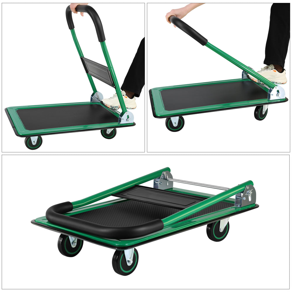 Foldable Swivel Dolly Cart - Easy Storage & Heavy-Duty Mobility