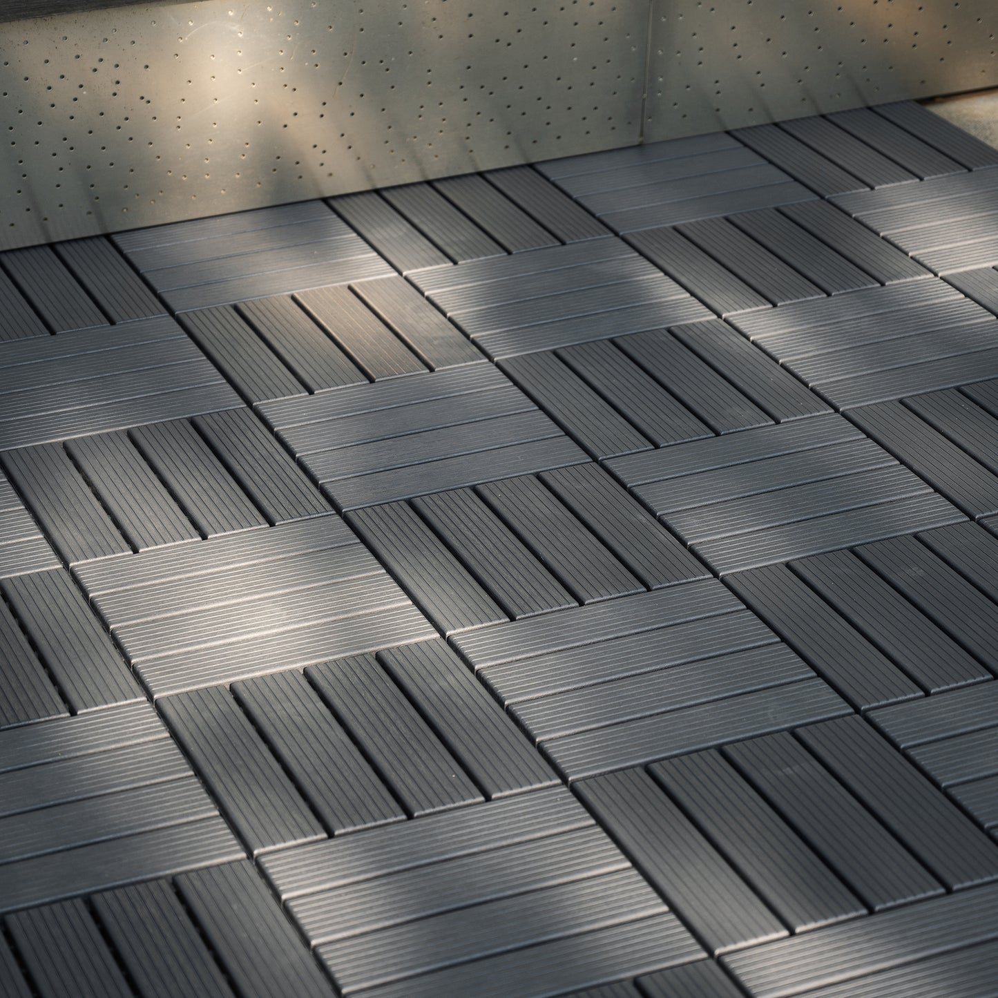 Rain-Ready Interlocking Patio Tiles - Grey