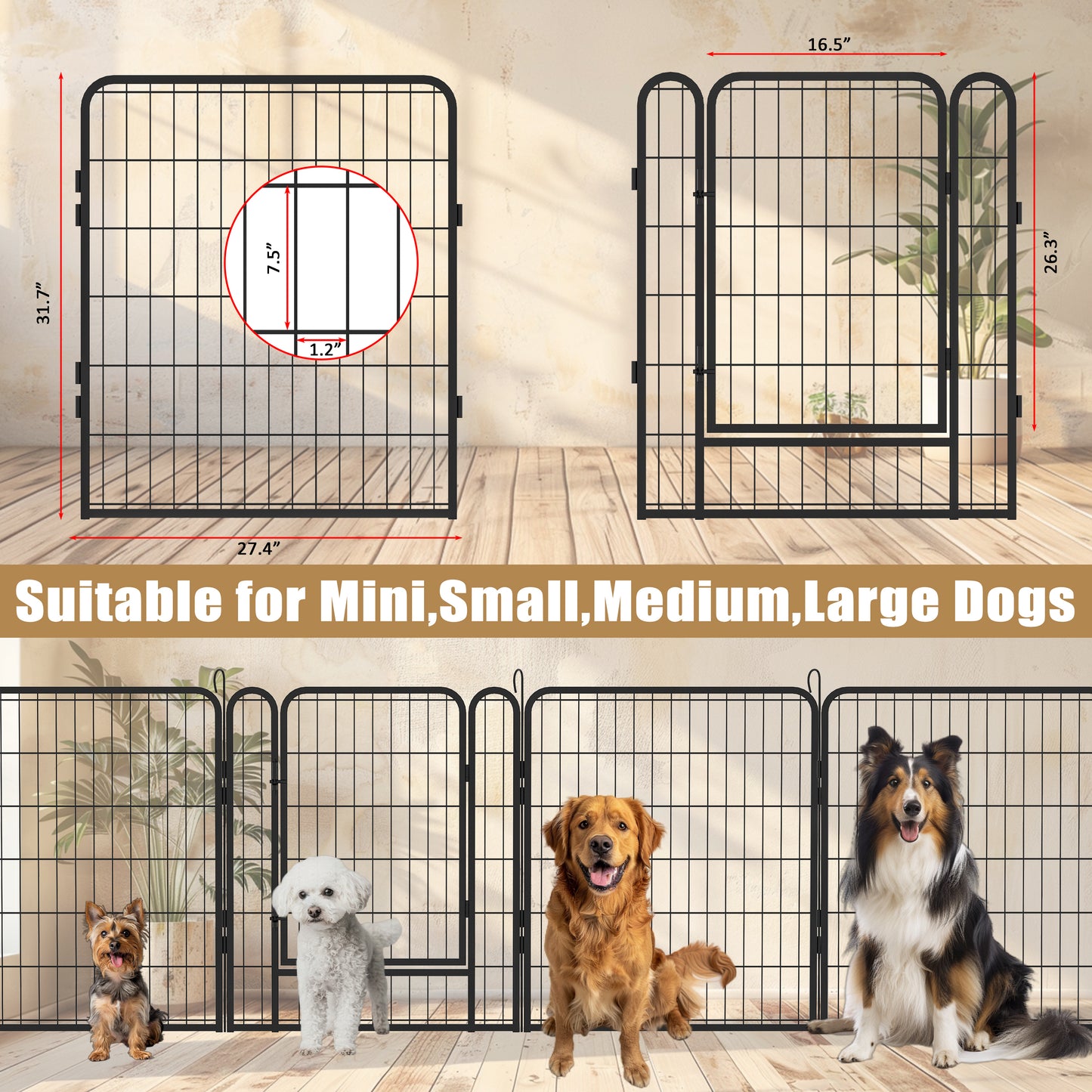 Ultimate Pet Playpen with Door - Heavy Duty Outdoor Dog Fence