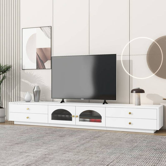 Elegance Media Console with Fluted Glass Doors