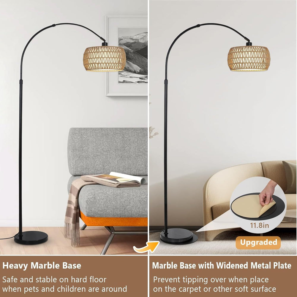 Chic Arc Floor Lamp with Remote & Dimmable Brightness