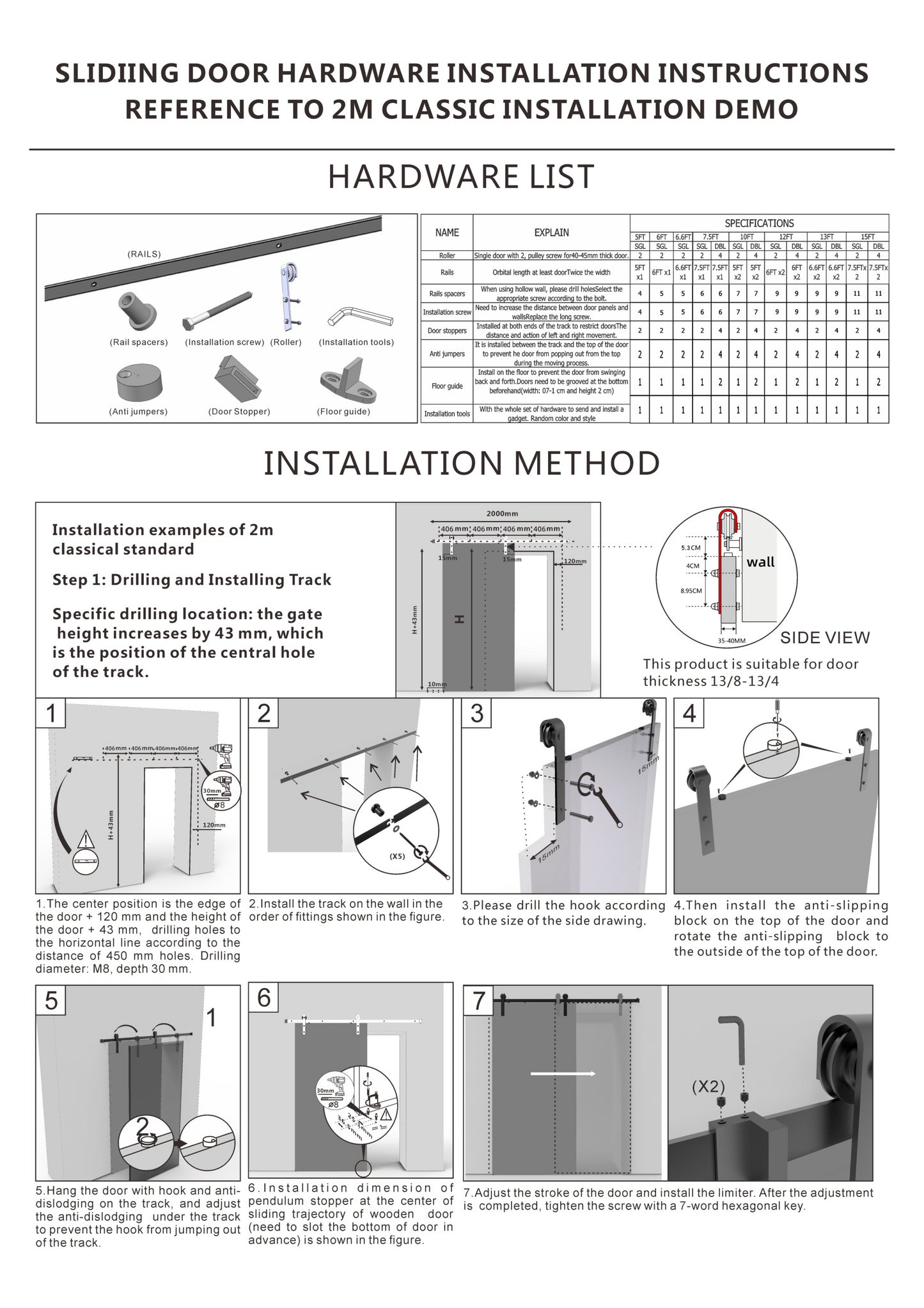 Smooth Slide Barn Door Kit - Heavy Duty & Easy Install