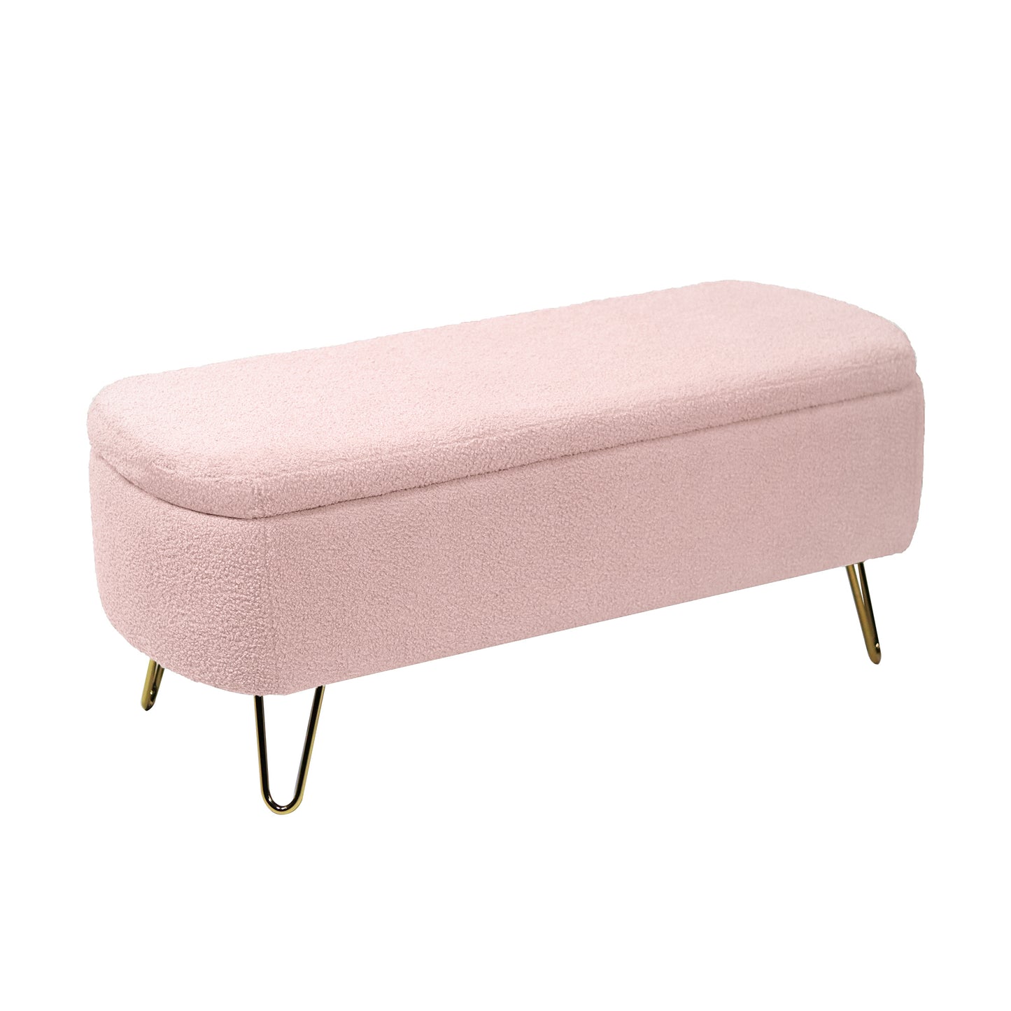 Chic Pink Storage Bench with Gold Legs