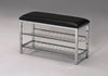 Chic Metal Shoe Bench with Luxe Black Seat