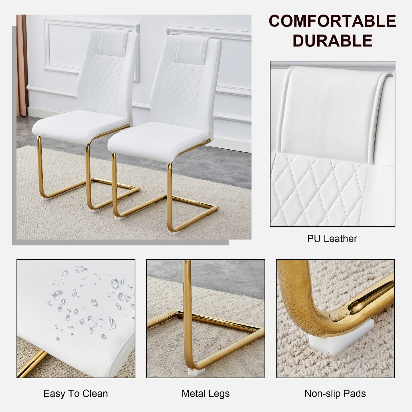 Chic Golden Leg Dining Chairs - Set of Six