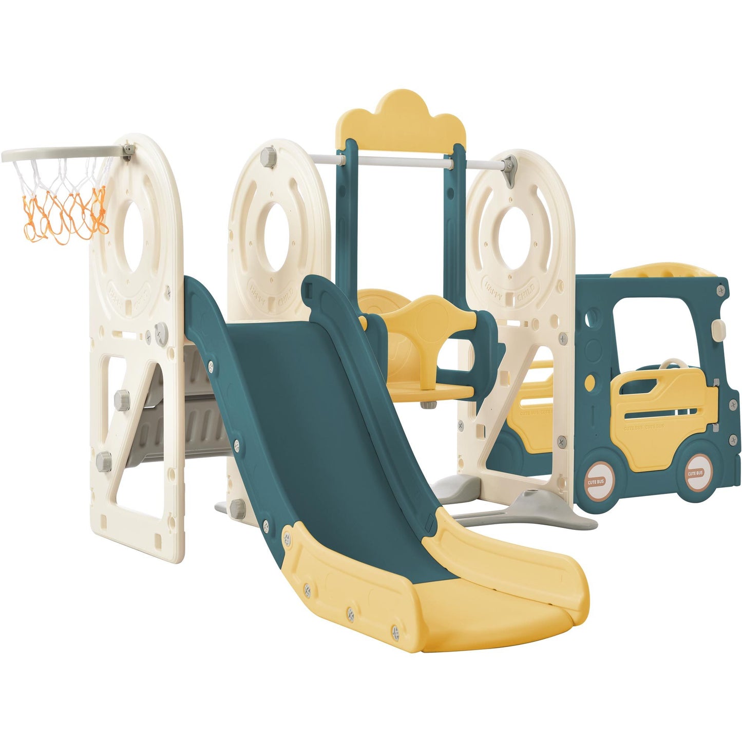 Adventure Bus Playset with Slide & Swing