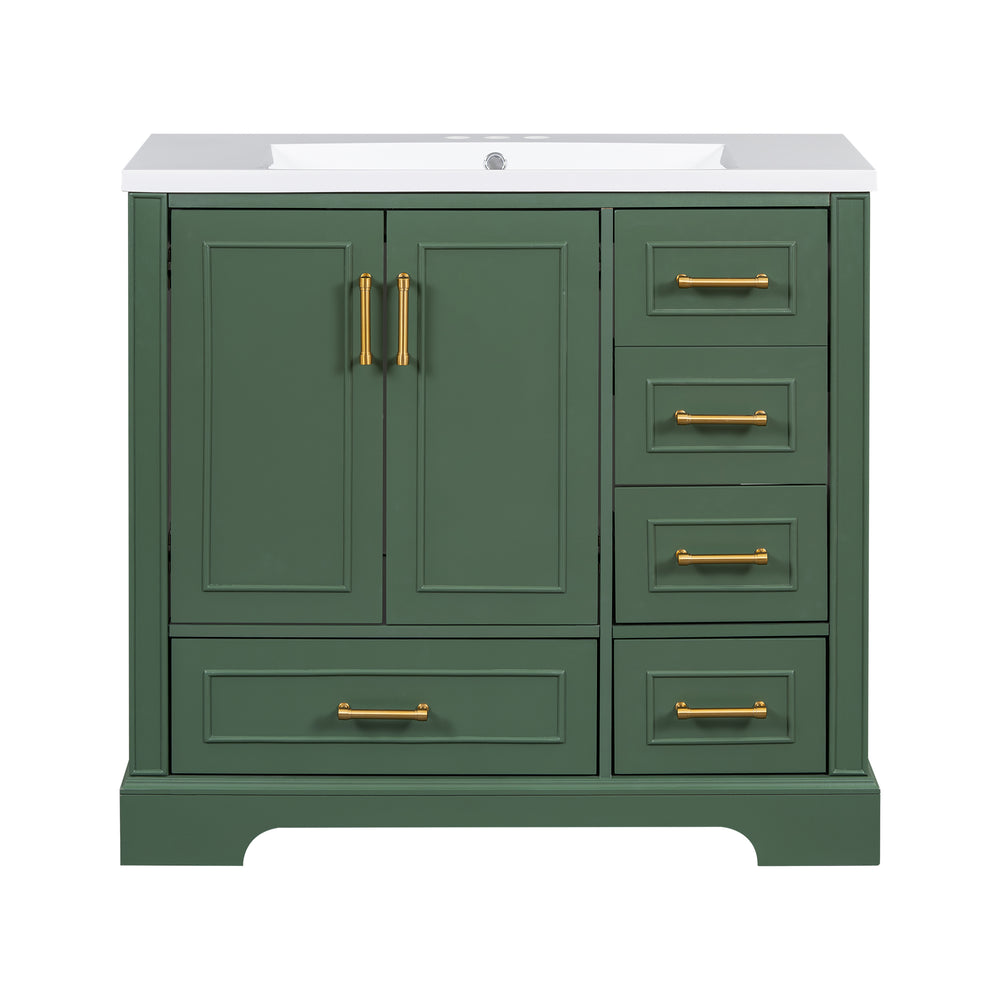 Charming Green Bathroom Vanity Set with Resin Sink