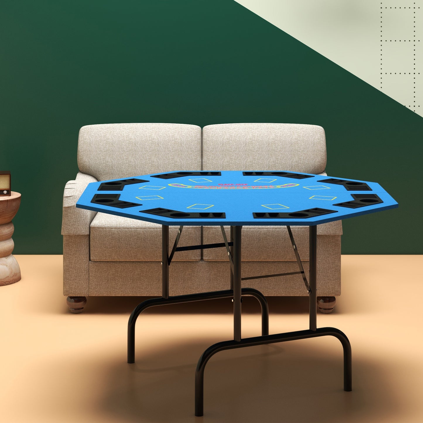 Foldable Octagon Poker Table for 8 with Cup Holders