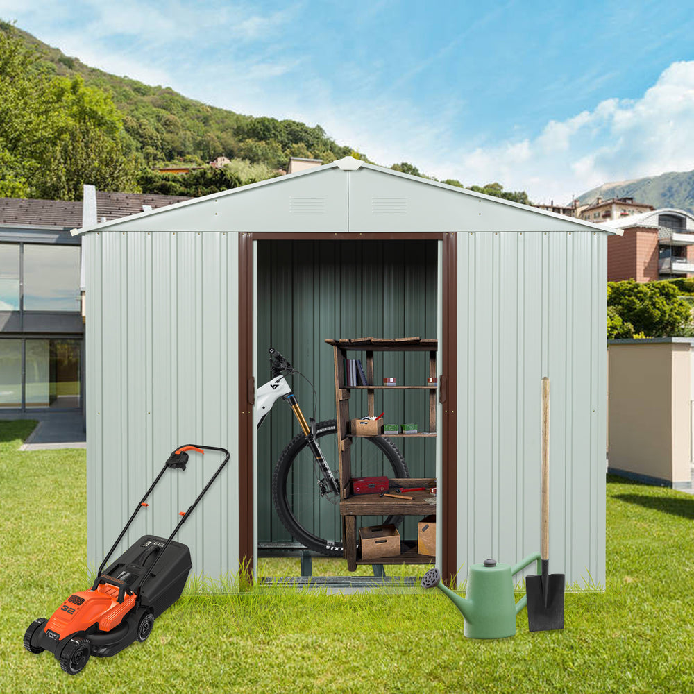 Charming Outdoor Metal Shed in White