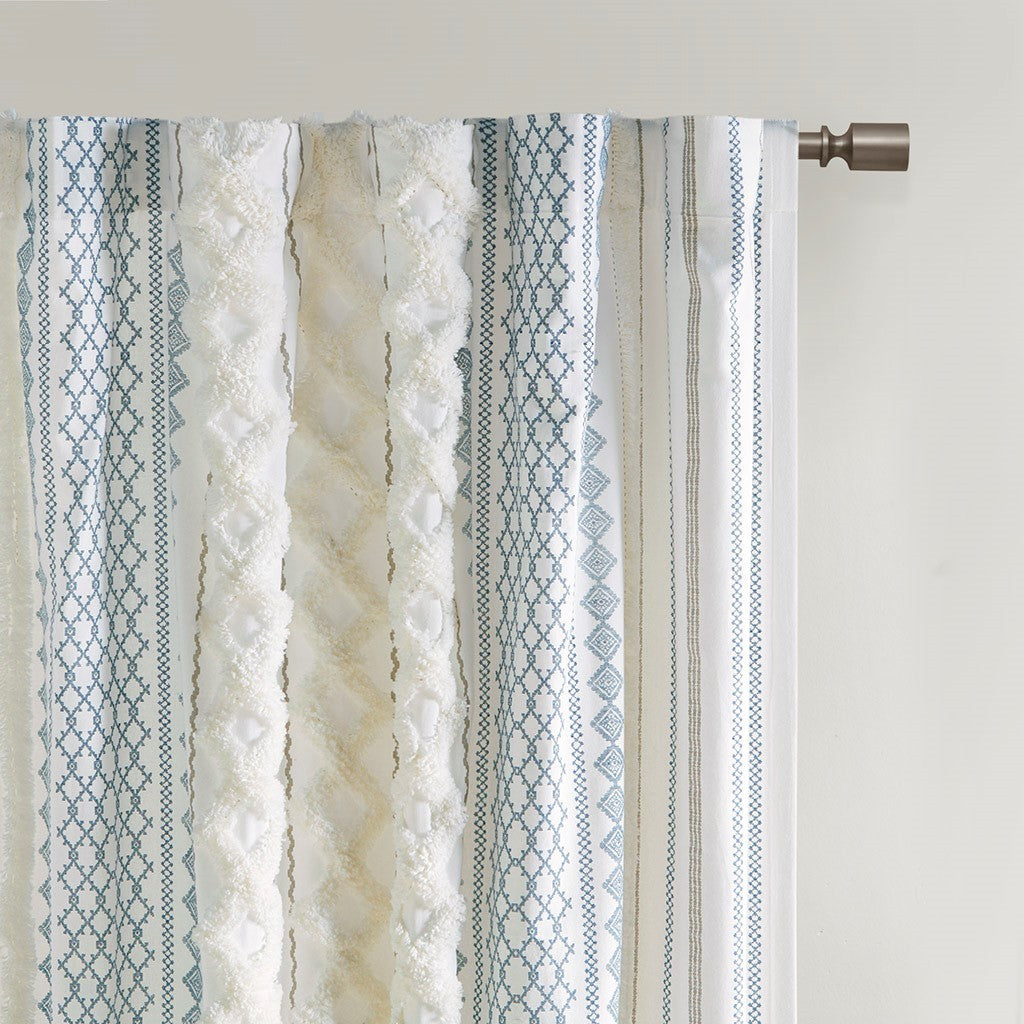 Chic Chenille Stripe Cotton Curtain Panel