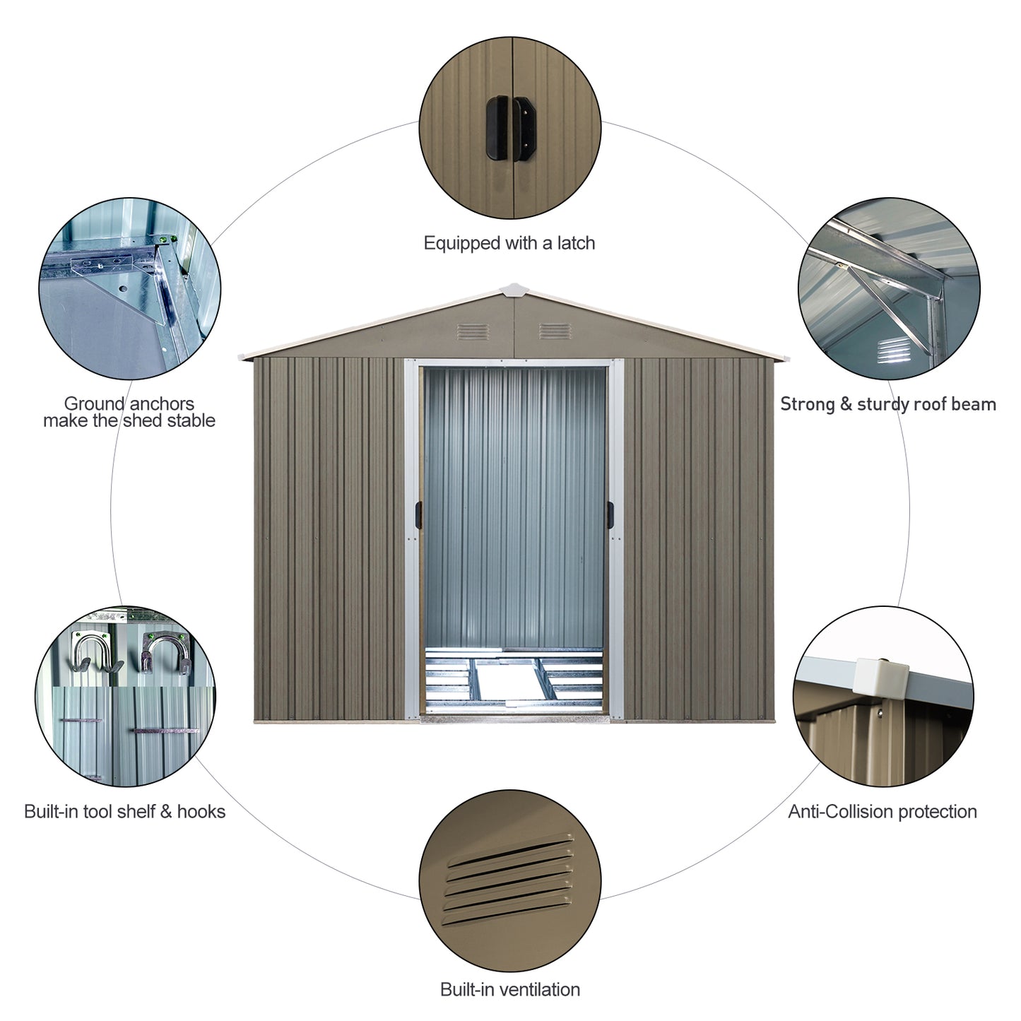 Spacious Grey Outdoor Storage Shed with Window