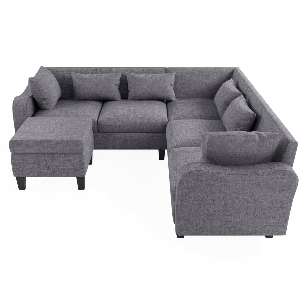 Cozy L-Shaped Sectional Sofa Set with Storage and Unique Armrests