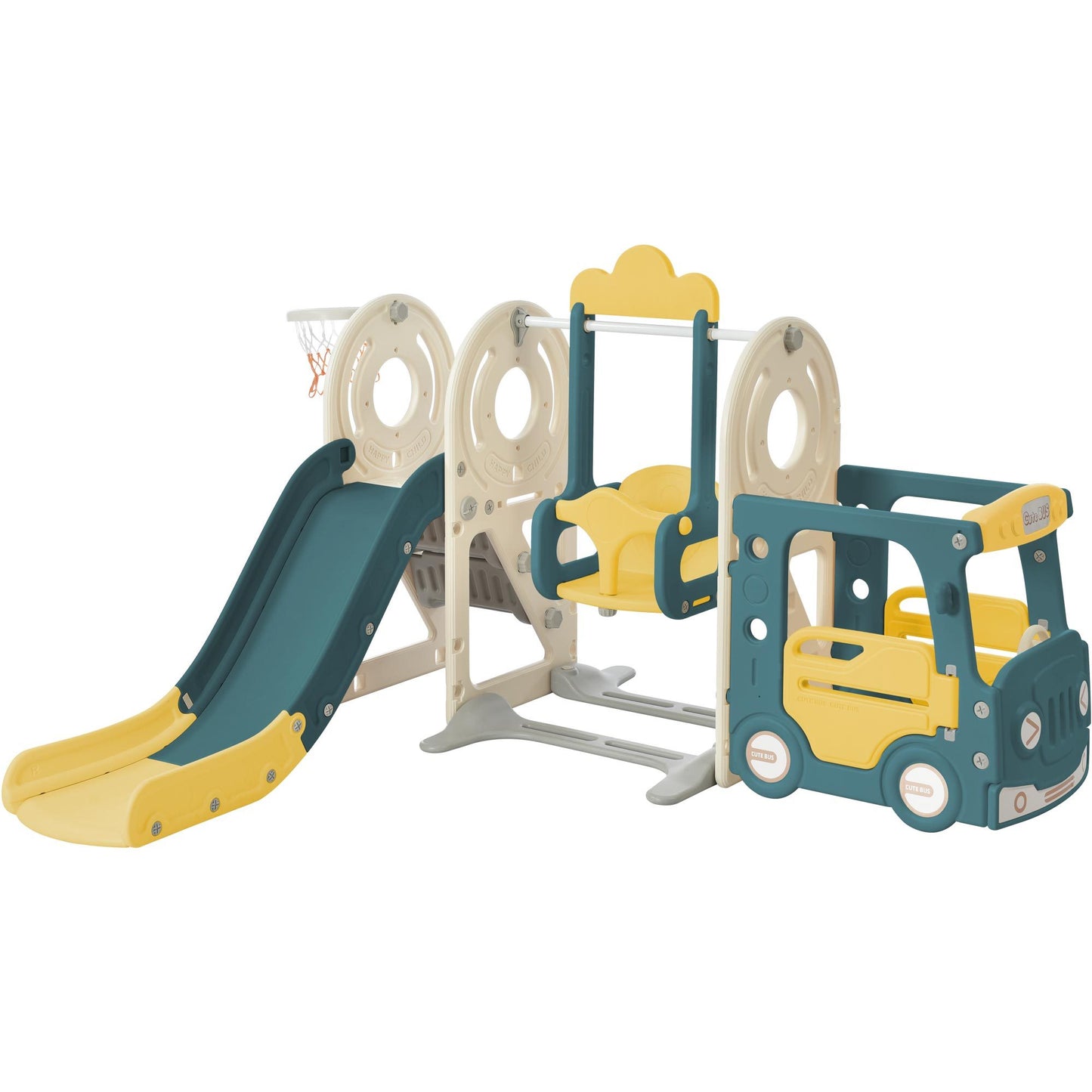 Adventure Bus Playset with Slide & Swing