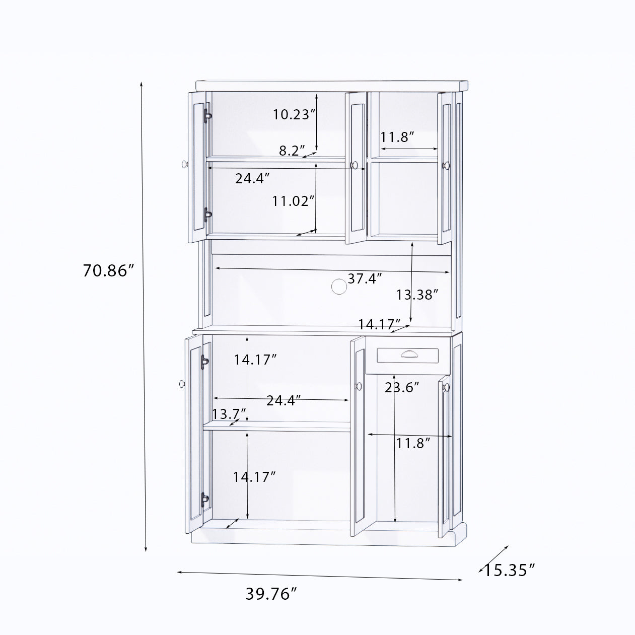 Chic White Pantry & Microwave Stand with Adjustable Shelves