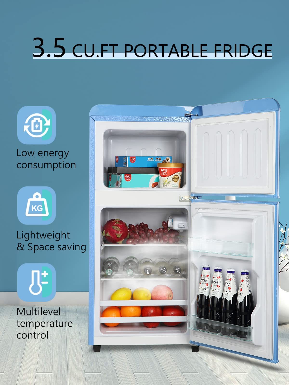 Charming Retro Mini Fridge with Freezer