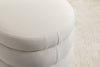 Ivory Velvet Round Ottoman