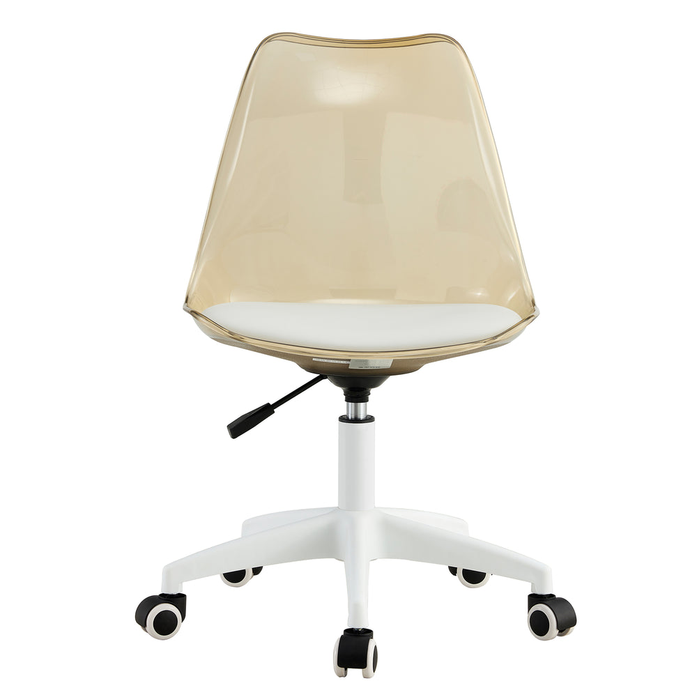 Swivel Comfort: Stylish Armless Desk Chair in Amber Brown