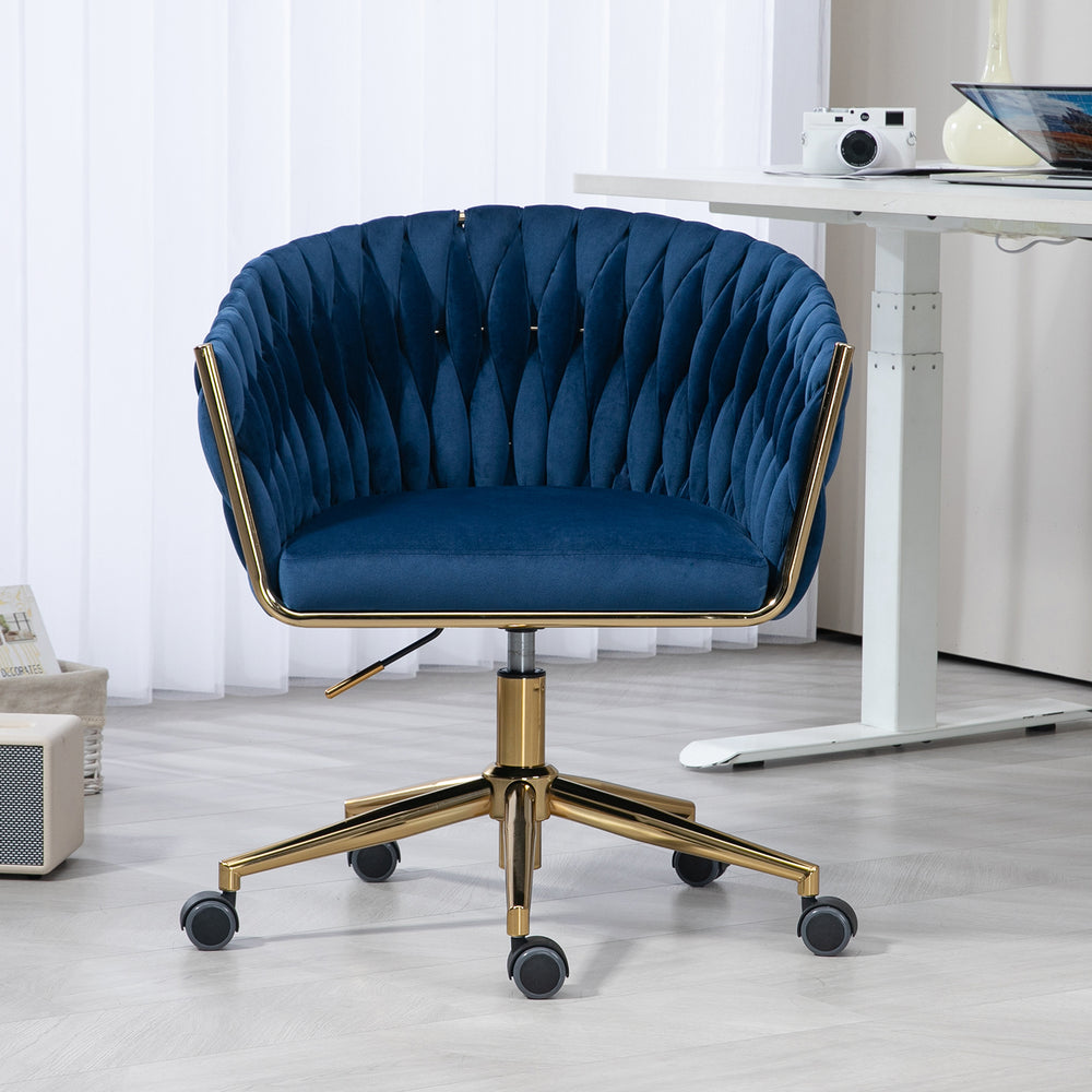 Woven Blue Swivel Office & Vanity Chair