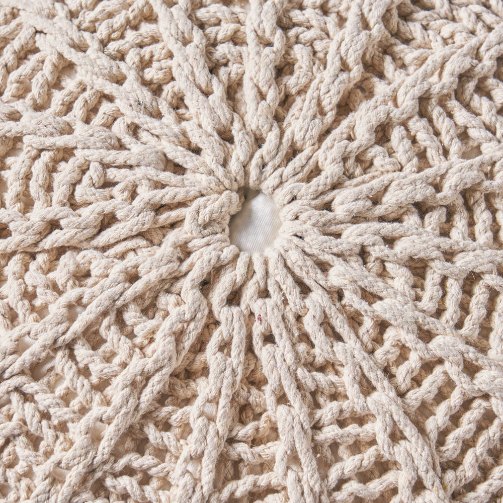 Snug Beige Knitted Pouf